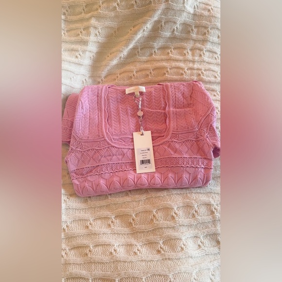 LOVESHACKFANCY Lavender Pointelle Knit Dress In Rose Clay, brand new with tags. - Picture 14 of 15